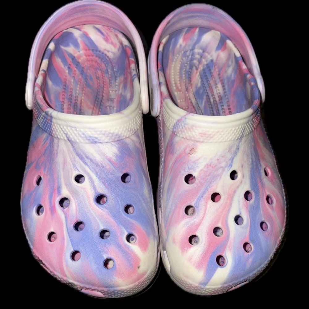 Kids Marbled Glow in the Dark Crocs - Classic Clog - Size 2